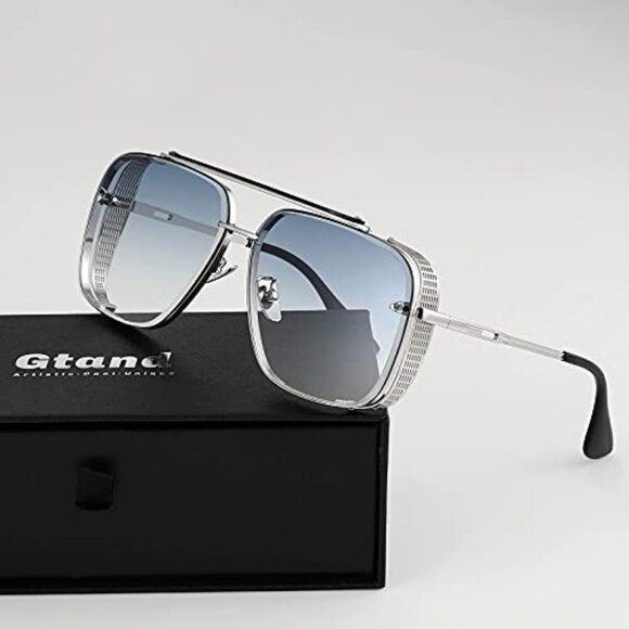 Oversized Square Aviator Sunglasses Metal Side Shield  display picture 1